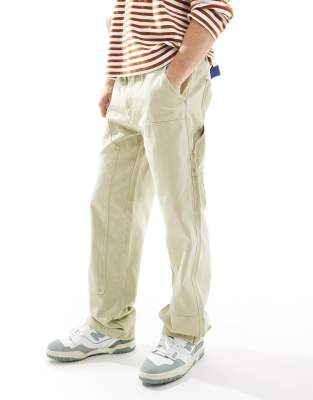 Pantalon Cargo TELY JEANS Bleu Stone Avec Empiècements Velours Beige - Taille 44 (W32) - Occasion TB