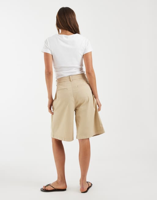 Tommy Jeans - Pantaloncini chino lunghi a vita alta beige, 5 di 5