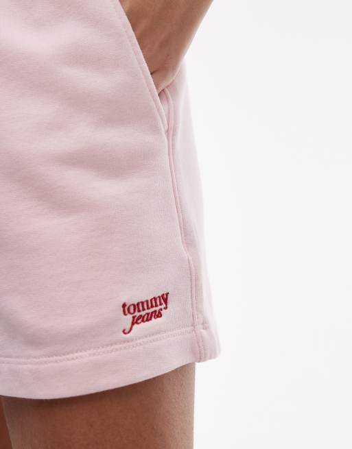 Tommy Jeans - Pantaloncini in jersey rosa confetto con scritta del logo, 2 di 5