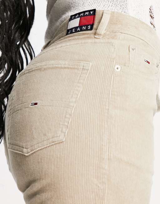 Tommy Jeans - Pantaloni in velluto a coste dritti beige in coordinato, 3 di 4