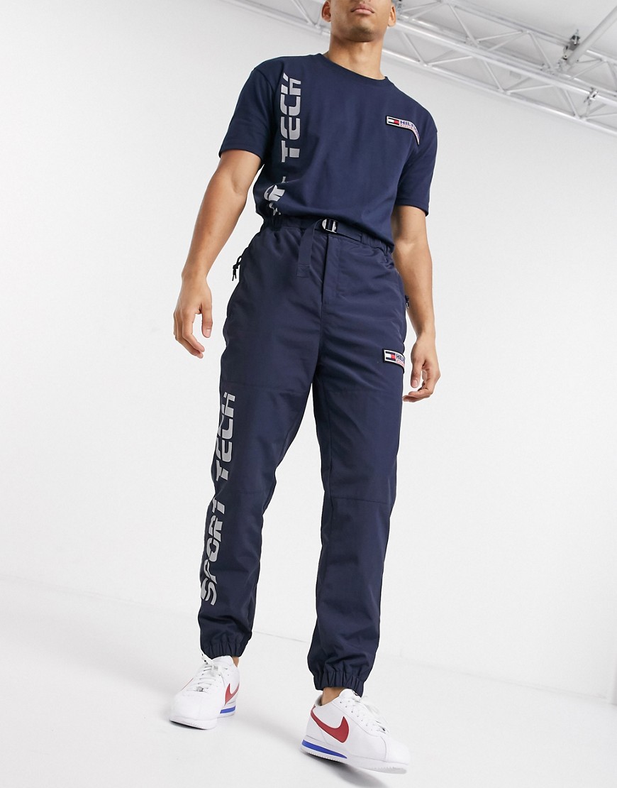 Tommy Jeans - Pantaloni tecnici sportivi in nylon blu navy