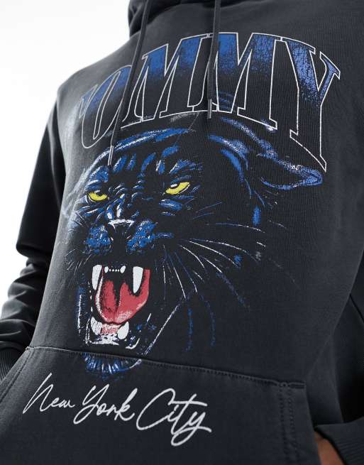 Tommy Jeans panther vintage regular hoodie in black