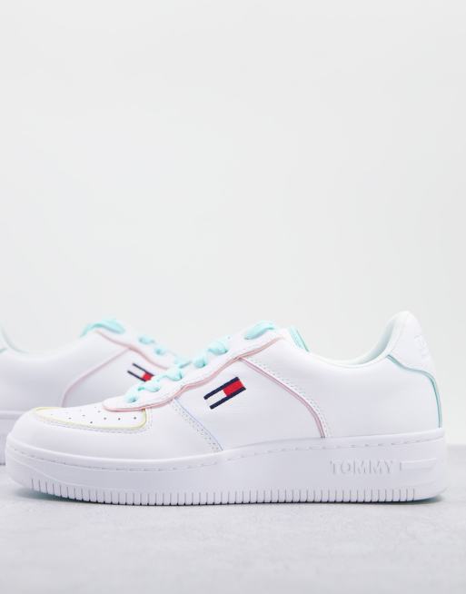 Tommy Jeans - Pastel Capsule - Sneakers da basket bianche con profili multicolore