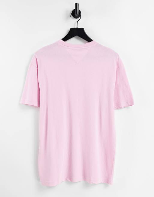 Tommy Jeans – Pastel Capsule – T-Shirt mit linearem Logo in romantischem Rosa, 2 von 4