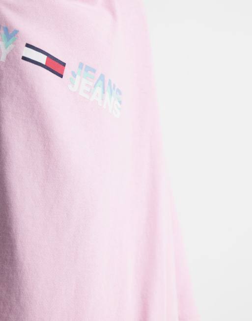 Tommy Jeans – Pastel Capsule – T-Shirt mit linearem Logo in romantischem Rosa, 4 von 4