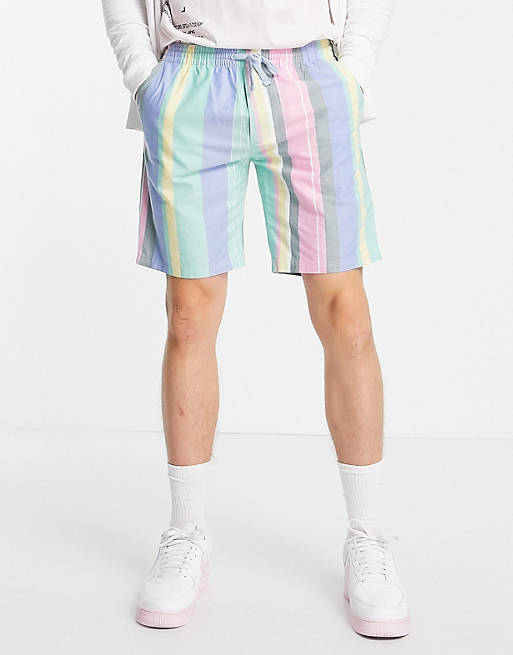 Tommy Jeans pastel capsule varied stripe shorts in romantic pink