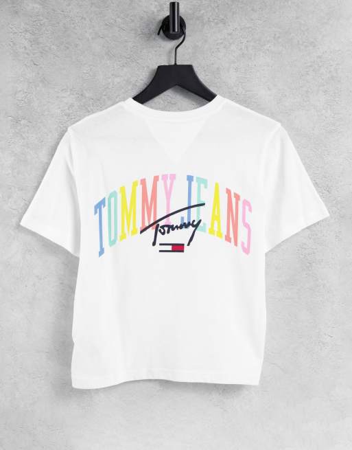 Tommy Jeans pastel collection collegiate back logo tshirt in white ASOS
