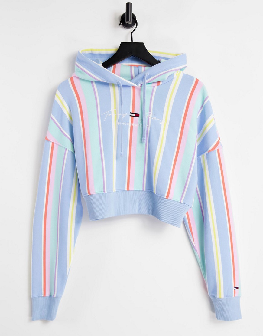 Tommy Jeans - Pastel Collection - Cropped hoodie met strepen-Blauw