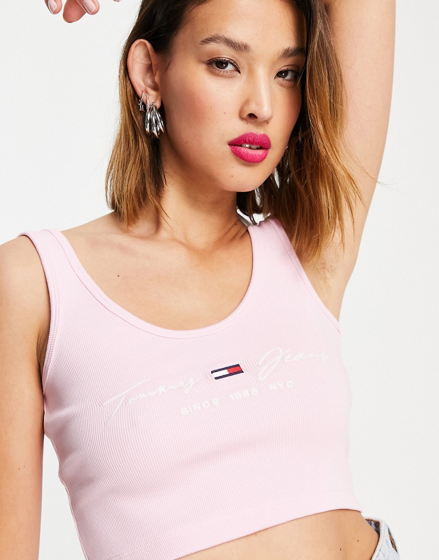 Tommy Jeans - Pastel Collection - Cropped top met lineair logo in roze