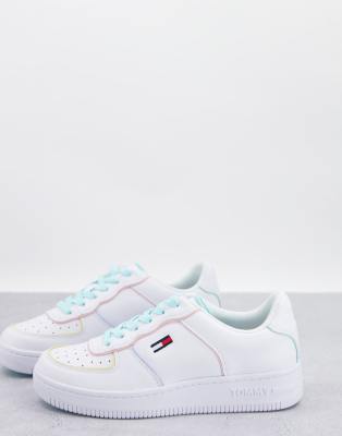 Tommy Jeans pastel collection pastel piping basket sneaker in white | ASOS