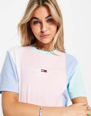 Tommy Jeans Pastel Collection Tshirt Dress In Color Blockpink ModeSens