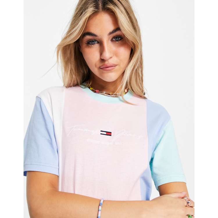 Tommy Jeans pastel collection t shirt dress in color block