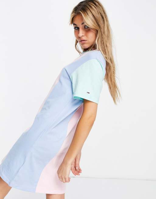 Tommy Jeans pastel collection t-shirt dress in colourblock