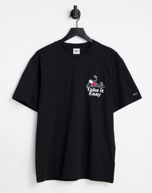 Tommy Jeans philosotee back print t-shirt classic fit in black, 2 of 4