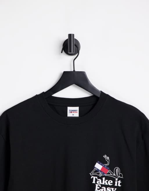 Tommy Jeans philosotee back print t-shirt classic fit in black, 4 of 4