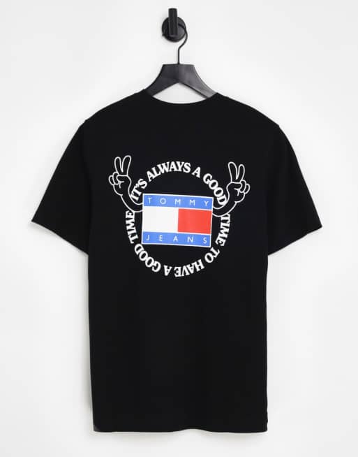 Tommy Jeans – Philosotee – T-Shirt in Schwarz mit Rückenprint