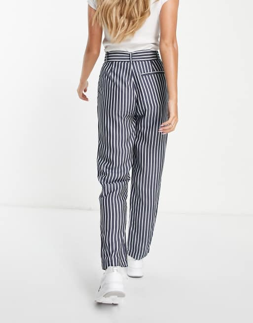 Navy and store white striped jeans