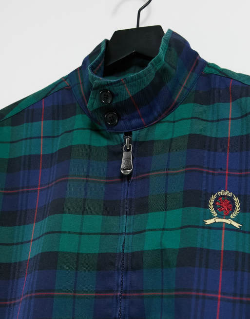 Plaid crest harrington outlet jacket