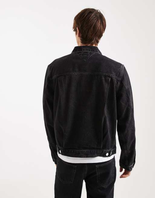 Tommy Jeans pleated denim jacket in black | ASOS