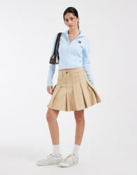 Tommy Jeans pleated mini skirt in beige
