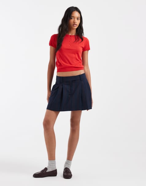 Tommy Jeans pleated mini skirt in navy stripe - view 1
