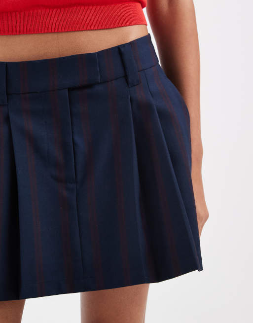 Tommy Jeans pleated mini skirt in navy stripe, 4 of 5