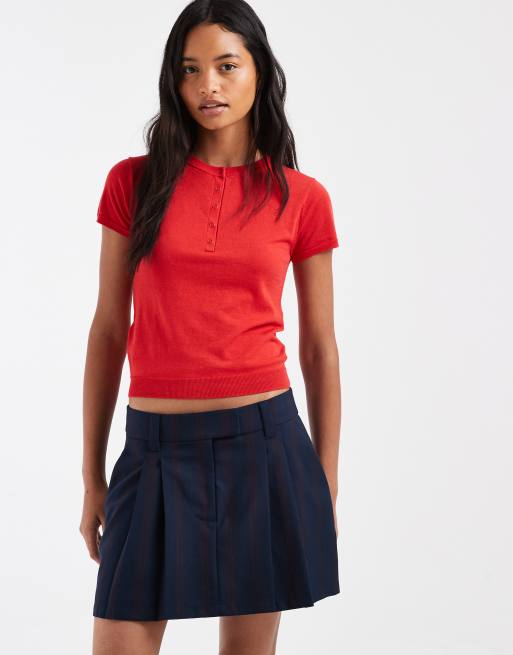 Tommy Jeans pleated mini skirt in navy striped print, 2 of 5