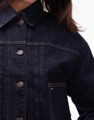 Tommy Jeans Pleated Selvage Denim Jacket In Blue