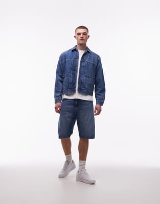 Tommy Jeans Pleated Selvedge Denim Jacket In Blue