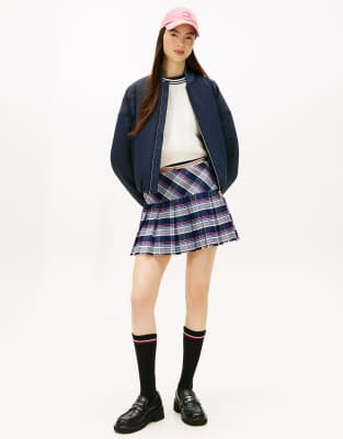 Tommy Jeans - Plissierter Minirock mit mehrfarbigem Schottenkaro-Blau