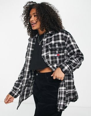 Tommy Jeans Plus check shirt in black