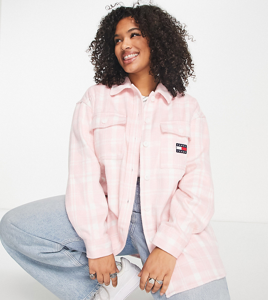 Tommy Jeans Plus check shirt in pink-Multi