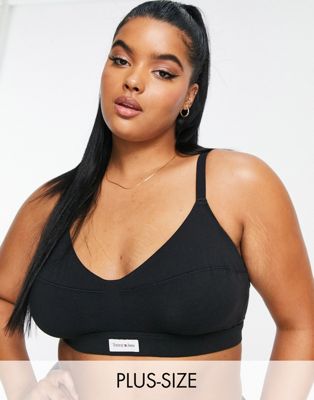 Tommy Jeans Plus cotton blend unlined bralette in black  - ASOS Price Checker