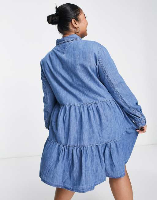 Denim Tiered Shirtdress