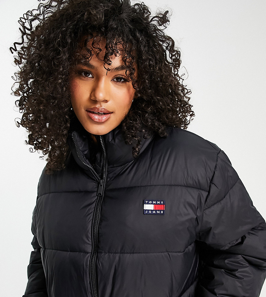 Tommy Jeans Plus flag logo padded jacket in black