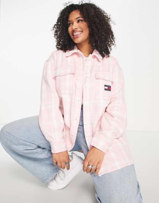 Tommy Jeans Plus - Geruit overhemd in roze