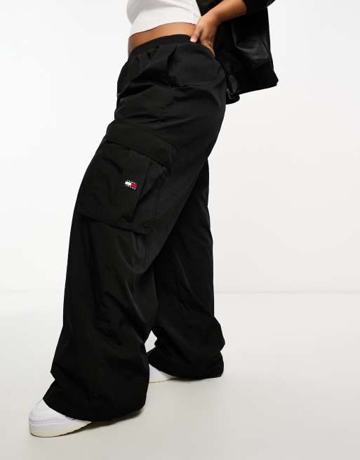 Plus Black Pocket Cargo Straight Leg Pants