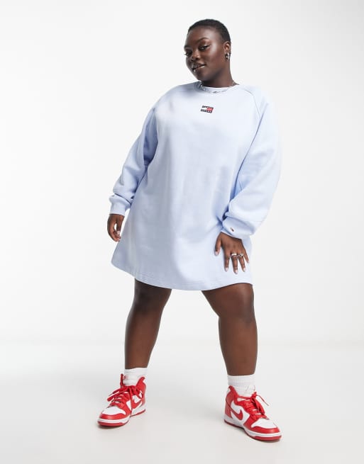 Tommy Jeans Plus - Langærmet blå sweatshirt-stof 