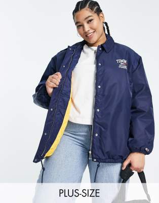 Tommy Jeans Plus logo longline bomber jacket in navy  - ASOS Price Checker