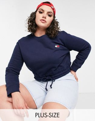 Tommy Jeans Plus logo ruched sweatshirt in navy - ASOS Price Checker