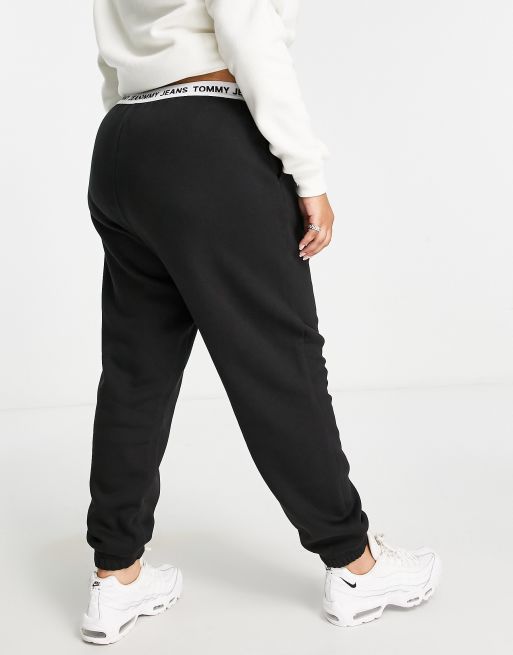 PRETTYLITTLETHING Logo Off White High Waisted Cuffed Sweatpants