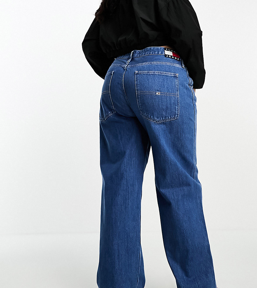 Tommy Jeans Plus low rise daisy baggy jean in mid wash-Blue