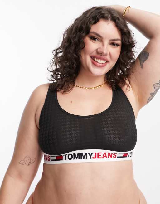Tommy Jeans Plus mesh bralet in black  
