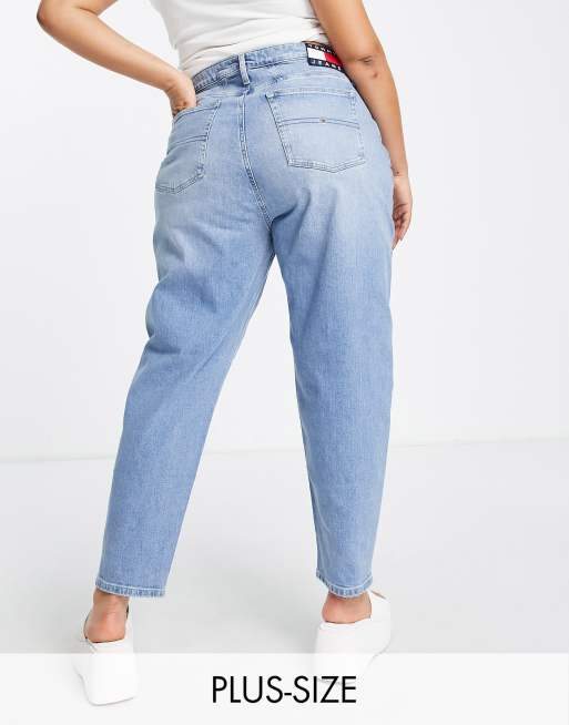 Tommy Jeans Plus high rise mom jeans in light blue wash