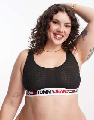 Tommy Jeans Plus - Netzstoff-Bustier in Schwarz