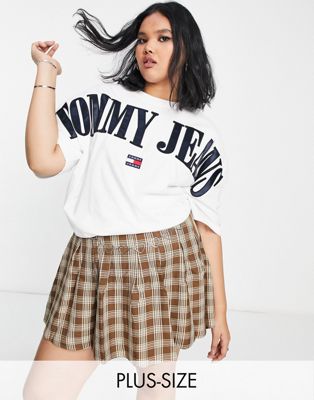 Tommy Jeans Plus oversized collegiate logo t-shirt in white