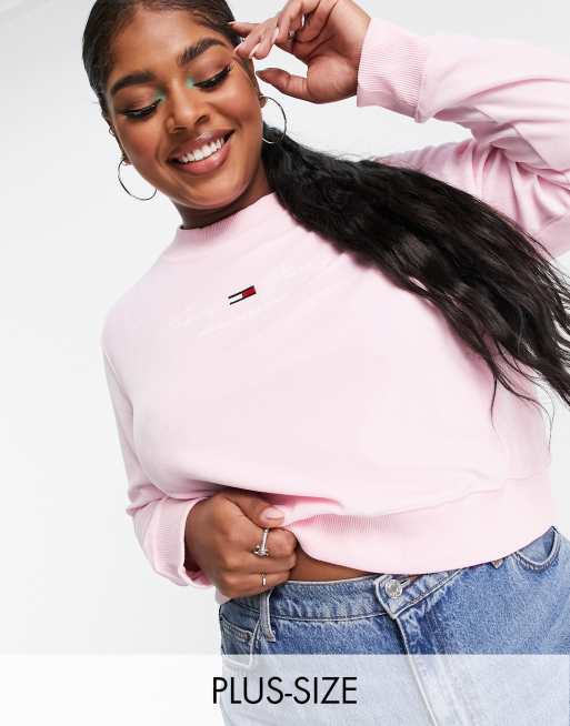 Tommy Jeans Plus pastel collection velour sweater in pink