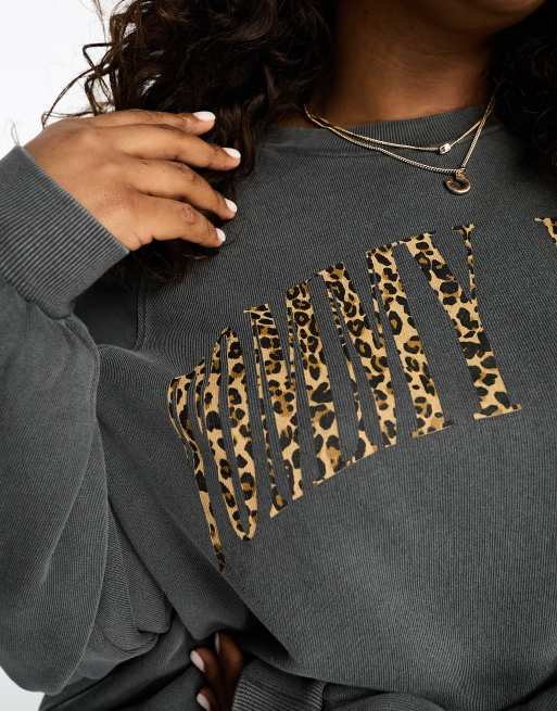 Leopard crew outlet neck sweater