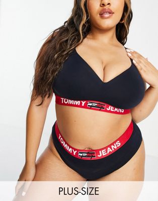 Tommy Jeans Plus Size padded bralette in navy - ASOS Price Checker