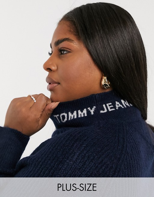Tommy Jeans Plus turtle neck knitted oversized sweat in navy